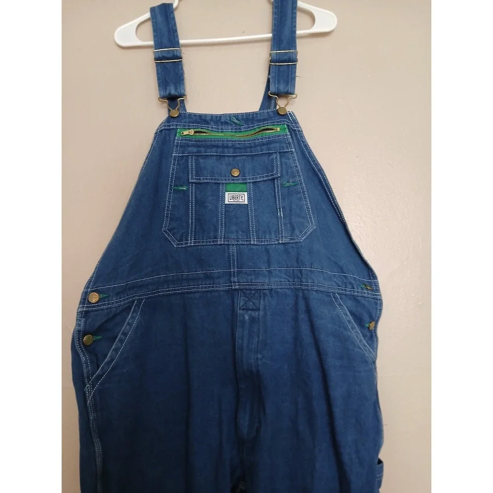 Liberty Overalls 42x32 Bib Denim Carpenter Western Cowboy Work Wear Hammer Loop - Picture 3 of 14